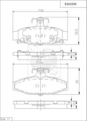 NPS S361G01 - Гальмівні колодки, дискові гальма autozip.com.ua