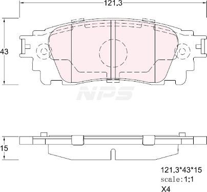 NPS T361A43 - Гальмівні колодки, дискові гальма autozip.com.ua