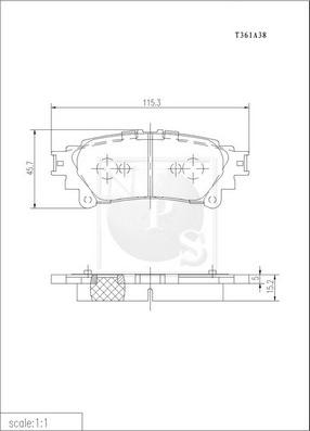 NPS T361A38 - Гальмівні колодки, дискові гальма autozip.com.ua