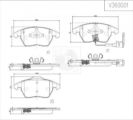 NPS V360G01 - Гальмівні колодки, дискові гальма autozip.com.ua