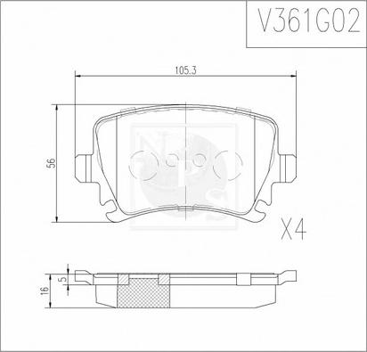 NPS V361G02 - Гальмівні колодки, дискові гальма autozip.com.ua