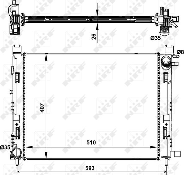 NRF 58443 - Радіатор, охолодження двигуна autozip.com.ua