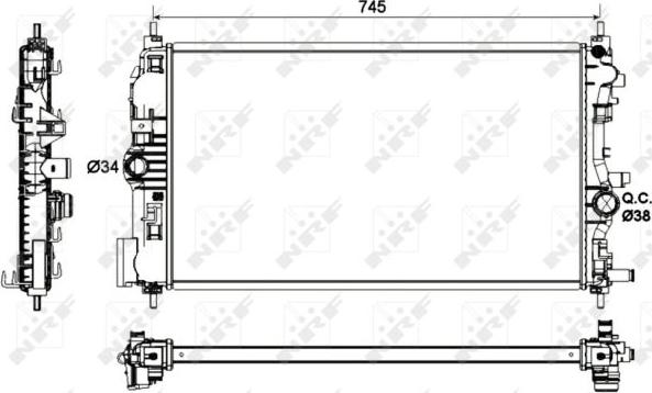 NRF 53129 - Радіатор двигуна CHEVROLET CRUZE OPEL ASTRA J. ASTRA J GTC. CASCADA. ZAFIRA C 1.7D-2.0D 12.09- autozip.com.ua