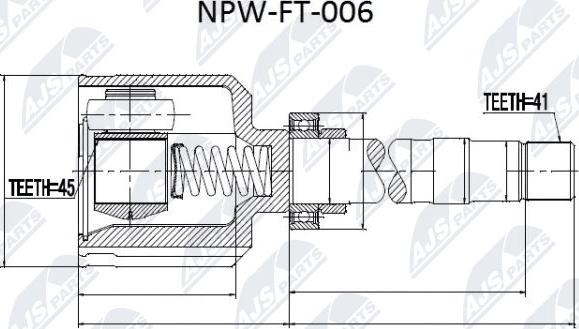 NTY NPW-FT-006 - Шарнір, ШРУС, приводний вал autozip.com.ua