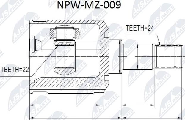NTY NPW-MZ-009 - Шарнір, ШРУС, приводний вал autozip.com.ua