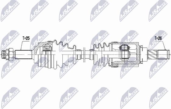 NTY NPW-NS-209 - Приводний вал autozip.com.ua