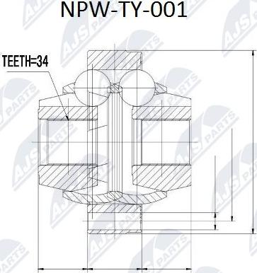 NTY NPW-TY-001 - Шарнір, ШРУС, приводний вал autozip.com.ua