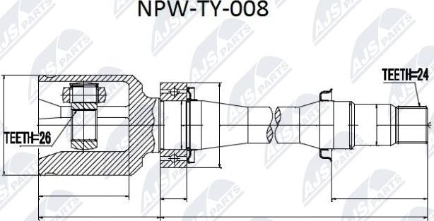 NTY NPW-TY-008 - Шарнір, ШРУС, приводний вал autozip.com.ua