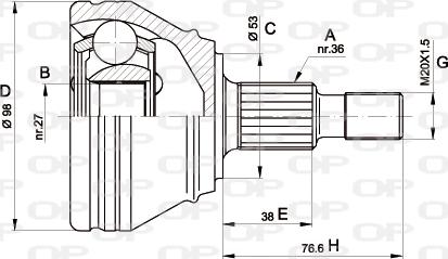Open Parts CVJ5442.10 - Шарнірний комплект, ШРУС, приводний вал autozip.com.ua