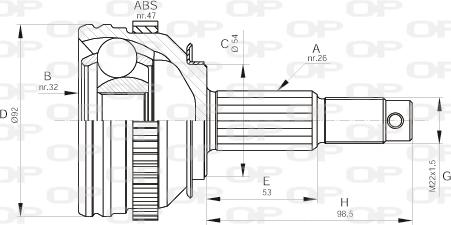 Open Parts CVJ5447.10 - Шарнірний комплект, ШРУС, приводний вал autozip.com.ua