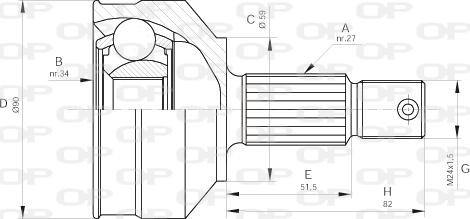 Open Parts CVJ5459.10 - Шарнірний комплект, ШРУС, приводний вал autozip.com.ua