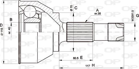 Open Parts CVJ5458.10 - Шарнірний комплект, ШРУС, приводний вал autozip.com.ua