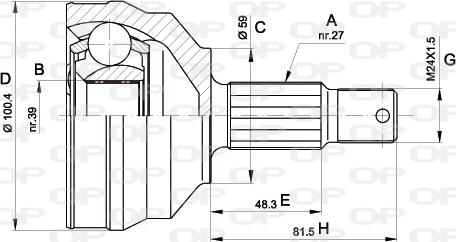 Open Parts CVJ5460.10 - Шарнірний комплект, ШРУС, приводний вал autozip.com.ua