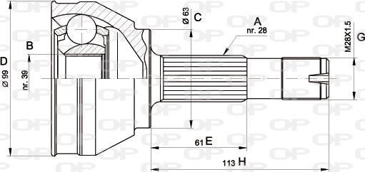 Open Parts CVJ5463.10 - Шарнірний комплект, ШРУС, приводний вал autozip.com.ua