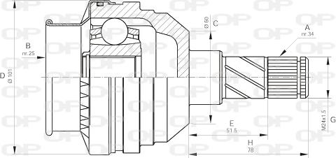 Open Parts CVJ5405.20 - Шарнірний комплект, ШРУС, приводний вал autozip.com.ua