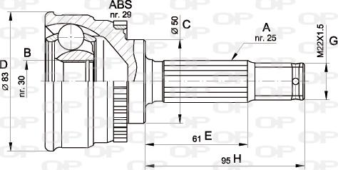 Open Parts CVJ5484.10 - Шарнірний комплект, ШРУС, приводний вал autozip.com.ua