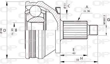 Open Parts CVJ5434.10 - Шарнірний комплект, ШРУС, приводний вал autozip.com.ua