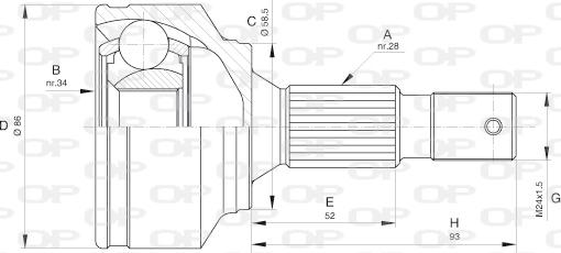 Open Parts CVJ5594.10 - Шарнірний комплект, ШРУС, приводний вал autozip.com.ua