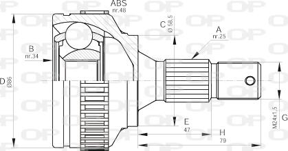 Open Parts CVJ5593.10 - Шарнірний комплект, ШРУС, приводний вал autozip.com.ua