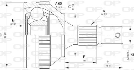 Open Parts CVJ5592.10 - Шарнірний комплект, ШРУС, приводний вал autozip.com.ua