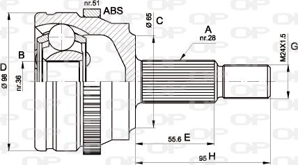 Open Parts CVJ5501.10 - Шарнірний комплект, ШРУС, приводний вал autozip.com.ua