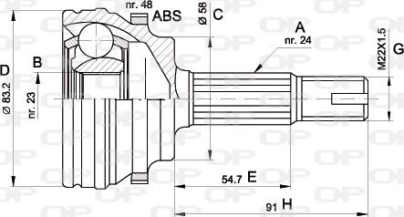 Open Parts CVJ5508.10 - Шарнірний комплект, ШРУС, приводний вал autozip.com.ua