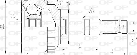 Open Parts CVJ5519.10 - Шарнірний комплект, ШРУС, приводний вал autozip.com.ua