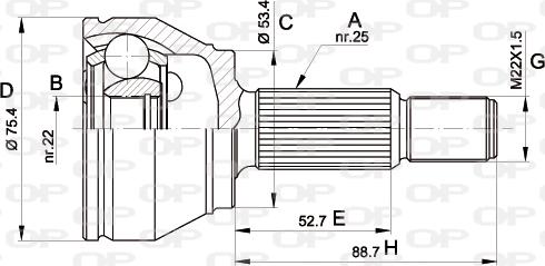 Open Parts CVJ5515.10 - Шарнірний комплект, ШРУС, приводний вал autozip.com.ua