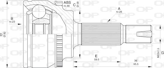 Open Parts CVJ5588.10 - Шарнірний комплект, ШРУС, приводний вал autozip.com.ua