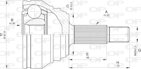 Open Parts CVJ5539.10 - Шарнірний комплект, ШРУС, приводний вал autozip.com.ua