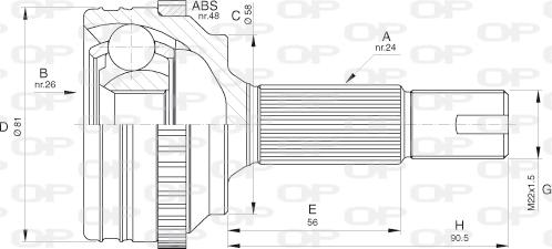 Open Parts CVJ5533.10 - Шарнірний комплект, ШРУС, приводний вал autozip.com.ua