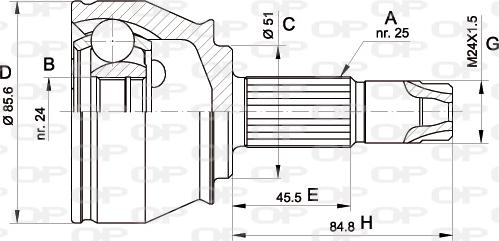 Open Parts CVJ5525.10 - Шарнірний комплект, ШРУС, приводний вал autozip.com.ua