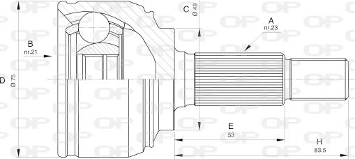 Open Parts CVJ5520.10 - Шарнірний комплект, ШРУС, приводний вал autozip.com.ua
