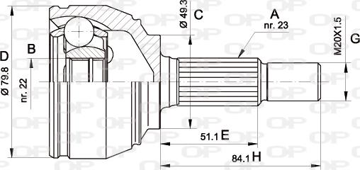 Open Parts CVJ5521.10 - Шарнірний комплект, ШРУС, приводний вал autozip.com.ua