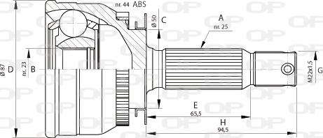Open Parts CVJ5691.10 - Шарнірний комплект, ШРУС, приводний вал autozip.com.ua