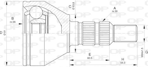 Open Parts CVJ5641.10 - Шарнірний комплект, ШРУС, приводний вал autozip.com.ua