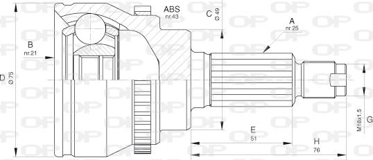 Open Parts CVJ5648.10 - Шарнірний комплект, ШРУС, приводний вал autozip.com.ua