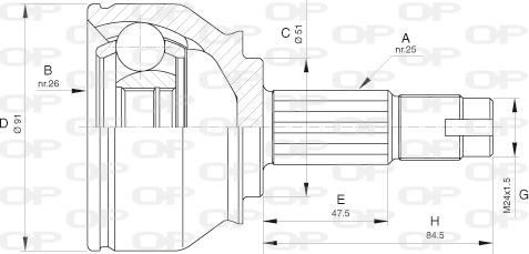Open Parts CVJ5647.10 - Шарнірний комплект, ШРУС, приводний вал autozip.com.ua