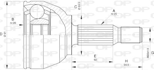 Open Parts CVJ5654.10 - Шарнірний комплект, ШРУС, приводний вал autozip.com.ua