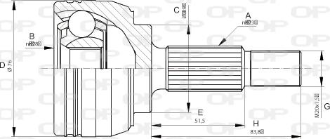 Open Parts CVJ5662.10 - Шарнірний комплект, ШРУС, приводний вал autozip.com.ua
