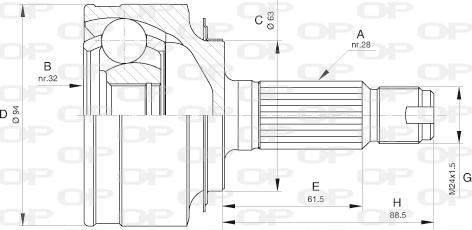 Open Parts CVJ5606.10 - Шарнірний комплект, ШРУС, приводний вал autozip.com.ua