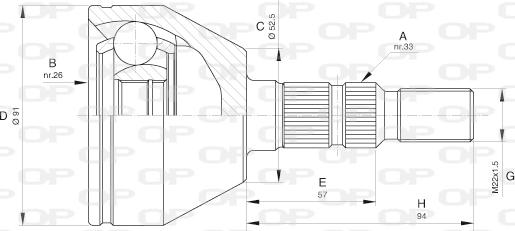 Open Parts CVJ5603.10 - Шарнірний комплект, ШРУС, приводний вал autozip.com.ua