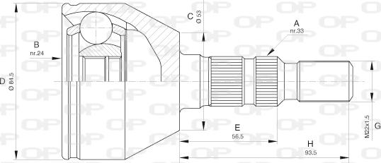 Open Parts CVJ5602.10 - Шарнірний комплект, ШРУС, приводний вал autozip.com.ua