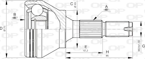Open Parts CVJ5677.10 - Шарнірний комплект, ШРУС, приводний вал autozip.com.ua