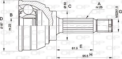 Open Parts CVJ5044.10 - Шарнірний комплект, ШРУС, приводний вал autozip.com.ua