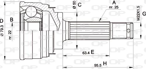 Open Parts CVJ5043.10 - Шарнірний комплект, ШРУС, приводний вал autozip.com.ua