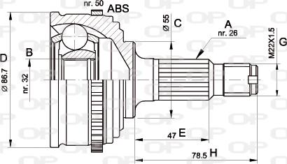 Open Parts CVJ5050.10 - Шарнірний комплект, ШРУС, приводний вал autozip.com.ua