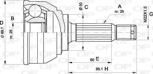 Open Parts CVJ5061.10 - Шарнірний комплект, ШРУС, приводний вал autozip.com.ua