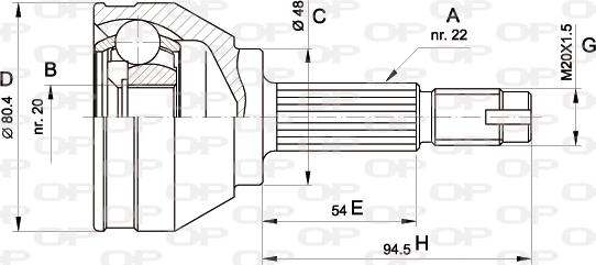 Open Parts CVJ5002.10 - Шарнірний комплект, ШРУС, приводний вал autozip.com.ua