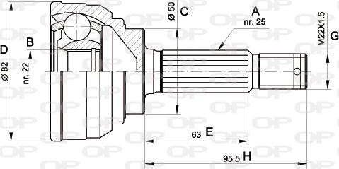 Open Parts CVJ5022.10 - Шарнірний комплект, ШРУС, приводний вал autozip.com.ua